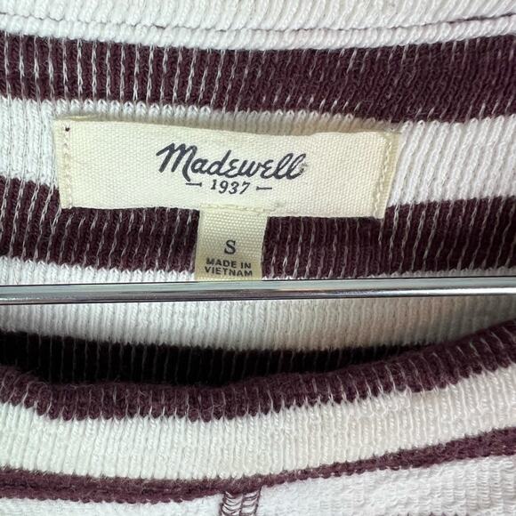 Madewell Sweater Top Womens Small Maroon Stripes Slub - Picture 15 of 15